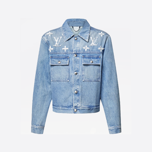 ルイ・ヴィトンのウォッシュ加工の破れたデニムジャケット