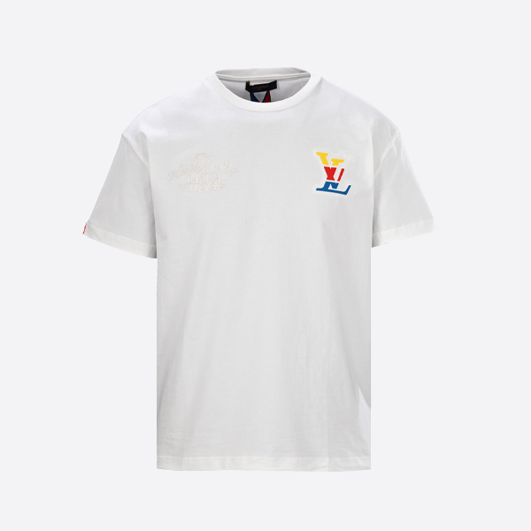 ルイ・ヴィトン カラフル スクラッチ 刺繍 ラウンドネック 半袖 Tシャツ