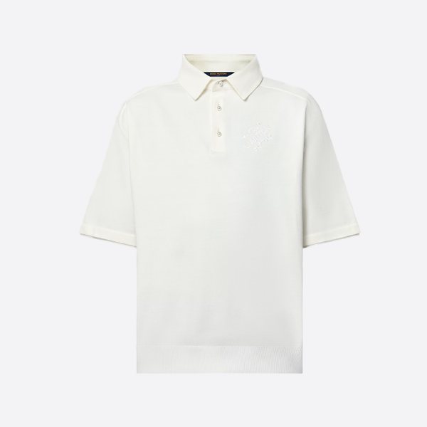 ルイ・ヴィトンのホワイトカラーのボタンダウン半袖ポロシャツ