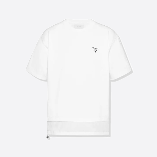 プラダの逆三角形パッチワーク裾半袖Tシャツ