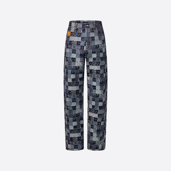 ルイ・ヴィトンのパッチワークモザイクチェックデニムパンツ