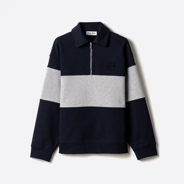 ミュウミュウハーフジップ コントラストカラー スウェットシャツ