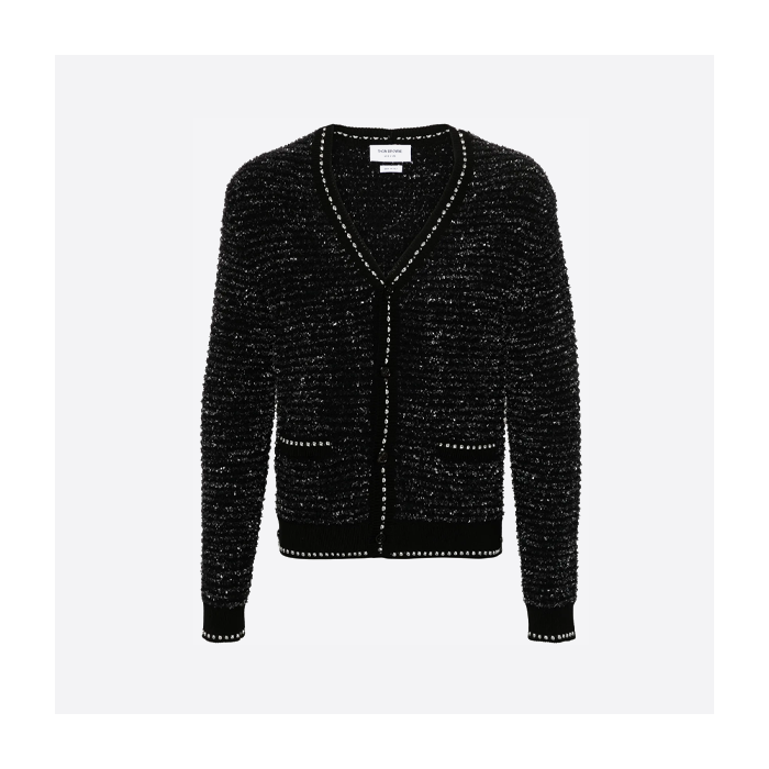 トム ブラウン 25FW シャネル風ツイードニットセーターカーディガン