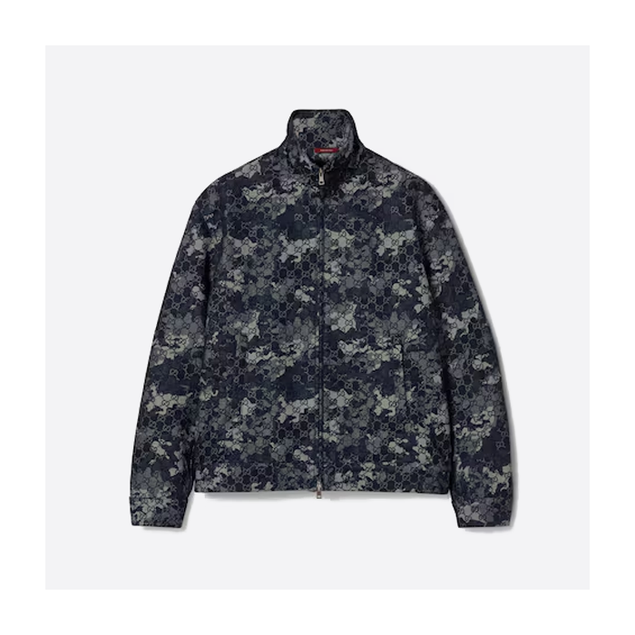 グッチ 25FW マーブルモノグラムジャカード ジップアップ デニムジャケット