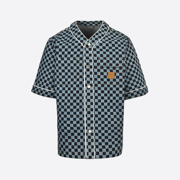 ルイ・ヴィトンのチェッカーボード柄デニム半袖シャツ