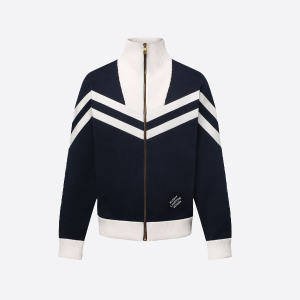ルイ・ヴィトン 24FW スタンドカラー ストライプ コントラスト ジップアップ ニットジャケット