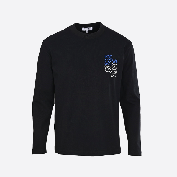 ロエベのロゴが入った小さな刺繍の長袖Tシャツ