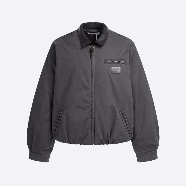 アクネ ストゥディオズのレザーカラー キルティング ジップアップ ジャケット