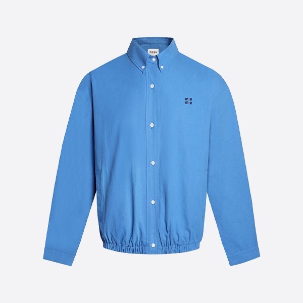 ミュウミュウの無地ポプリンテクスチャジャケット