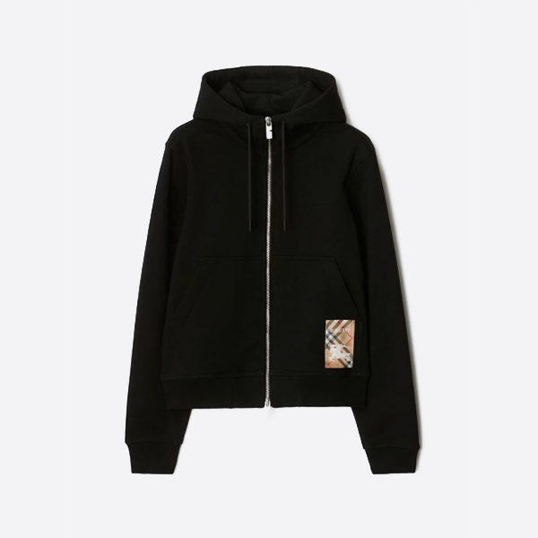 バーバリーチェックコットンジップアップフーディジャケット