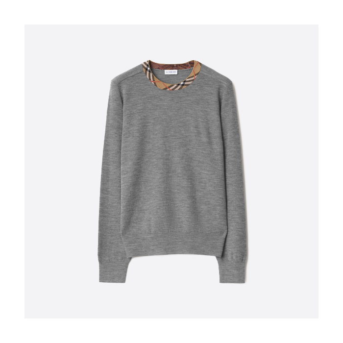 バーバリーチェックカラーカーディガン グレー