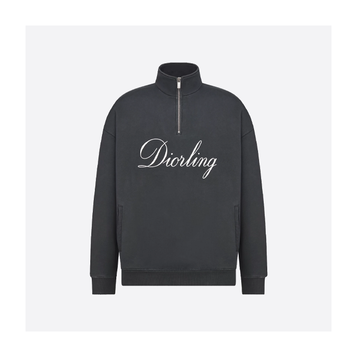 ディオール シグネチャー ロゴ プリント ハーフジップ スウェットシャツ