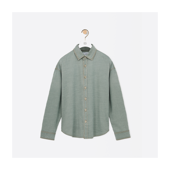 ロエベ リネン グリーン シャツ ジャケット
