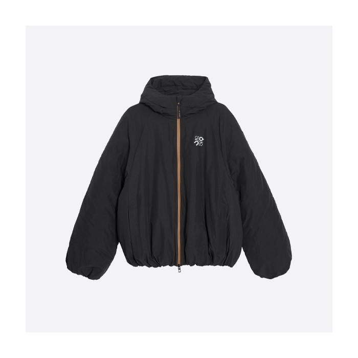 ロエベ x オン コラボレーション オレンジ ジッパー フード付きダウンジャケット