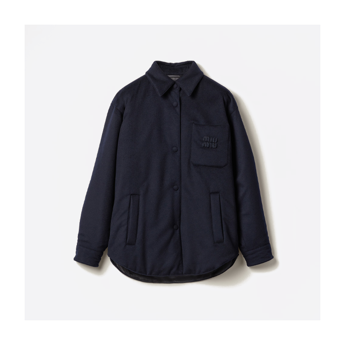 ミュウミュウ ベルベットポケット カシミア ダウンジャケット