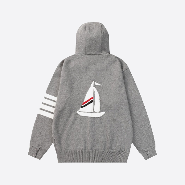 トム ブラウン 4BAR セイルボート フード付きジャケット グレー