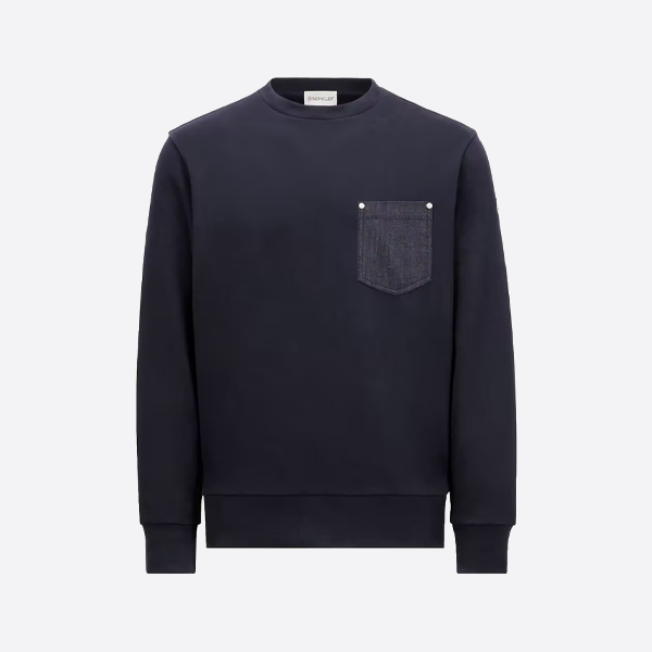 モンクレール デニムポケット ラウンドネック スウェットシャツ