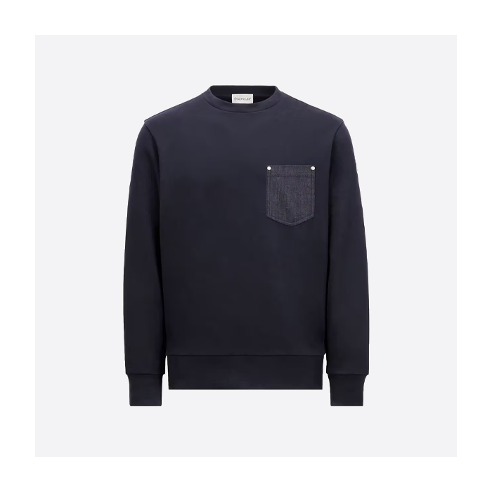 モンクレール デニムポケット ラウンドネック スウェットシャツ