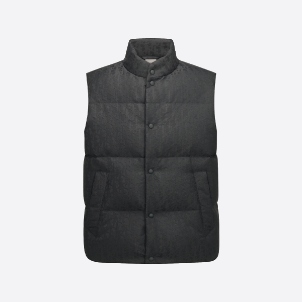 ディオールモノグラムフルプリントダークパターンダウンベスト