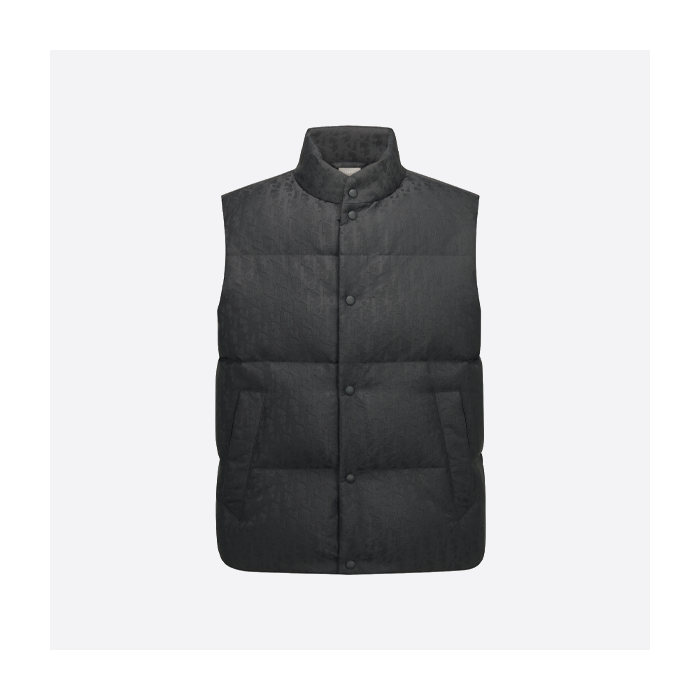 ディオールモノグラムフルプリントダークパターンダウンベスト