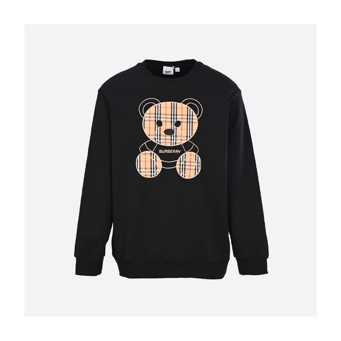 バーバリー ベア チェスト 刺繍 ラウンドネック スウェットシャツ ブラック