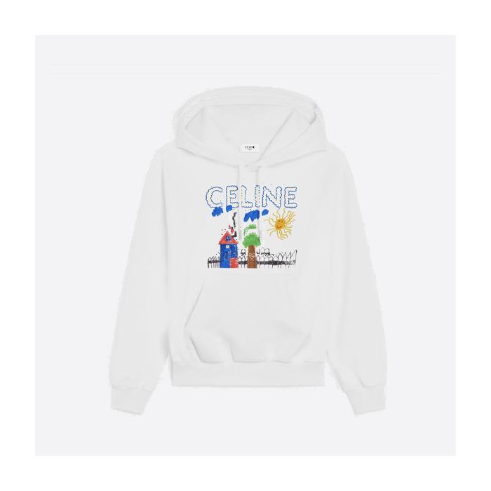 セリーヌのグラフィティペイント新作フラワーフード付きスウェットシャツ