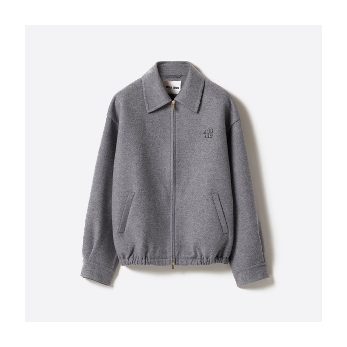ミュウミュウのカシミア刺繍入りジップアップジャケット