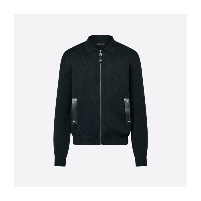 ルイ・ヴィトンのレザーとニットのジップアップジャケット