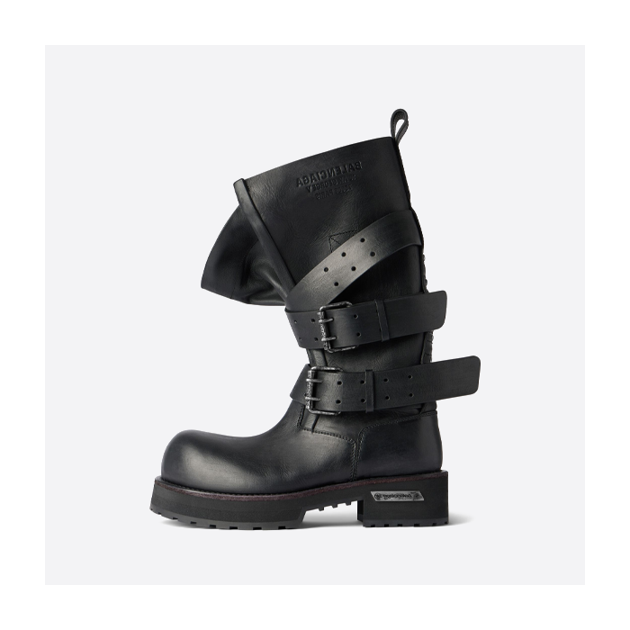 バレンシアガ カーフスキン ラウンドトゥ バックル ハイブーツ 833594WBEQ11000