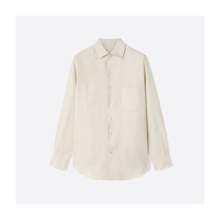 ロロ ピアーナ ペリカン グレー メンズ リネン シャツ