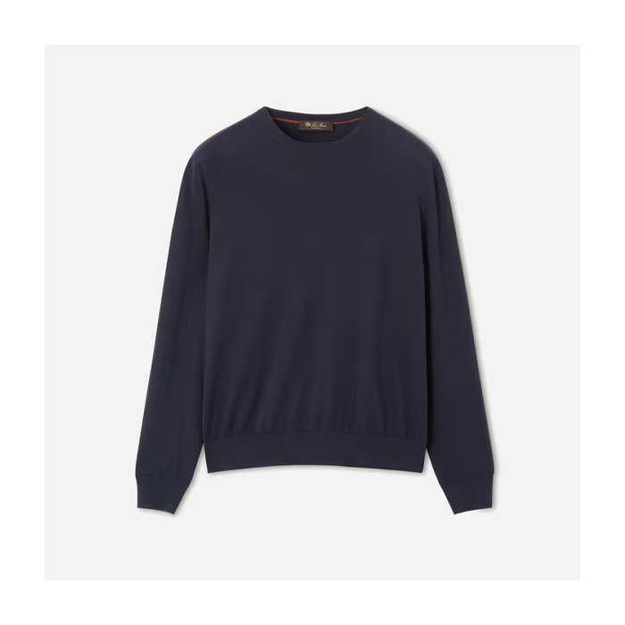 ロロ・ピアーナ ネイビー メンズ クルーネック セーター