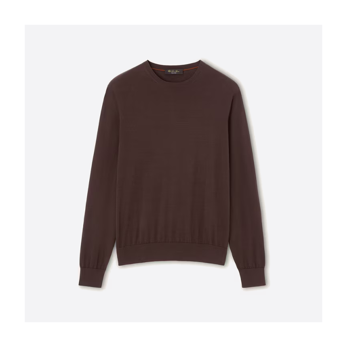 ロロ・ピアーナ 赤茶色のメンズクルーネックセーター