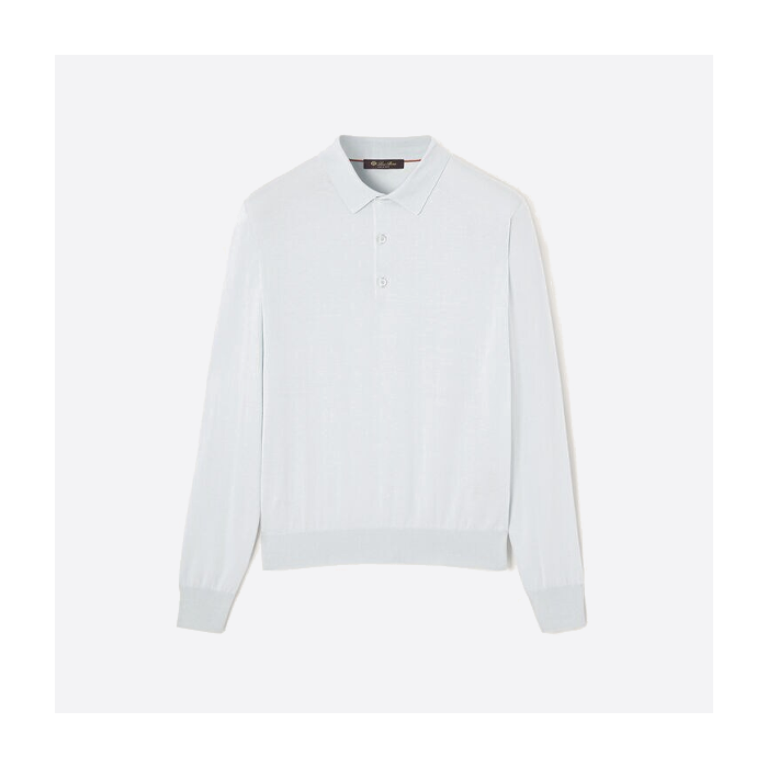 ロロ・ピアーナ ライトブルー メンズ ポロ ウール セーター