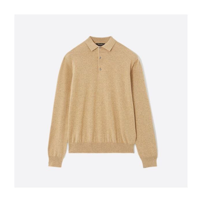 ロロ ピアーナ メンズ カーキ ポロ ウール セーター