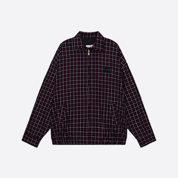 ミュウミュウの黒と赤のチェック柄ラペルジャケット