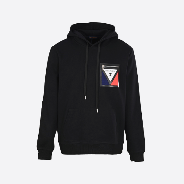 ルイ・ヴィトン ジッパー付きフェイクポケットパーカー ブラック