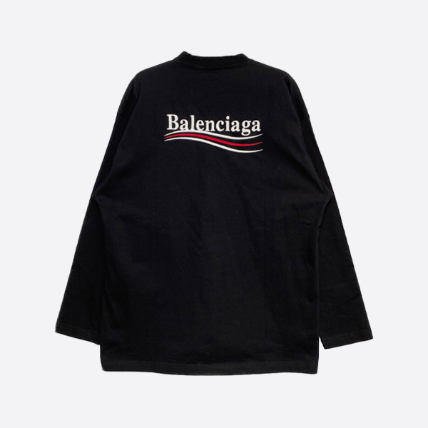 バレンシアガ コーク 刺繍 ロングスリーブ Tシャツ ブラック