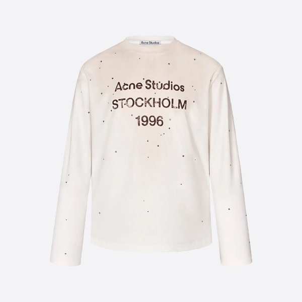 ACNE STUDIOS 1996 ダメージ加工の長袖Tシャツ（ホットドリル加工のレタリングプリント）