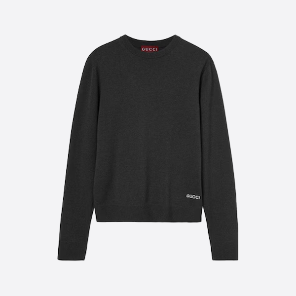 グッチの裾インターシャニットクルーネックセーター