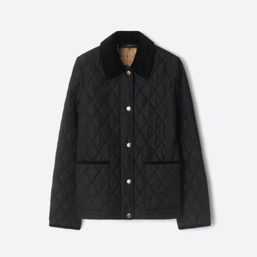 バーバリーのダイヤモンドキルティングジャケット、ブラック