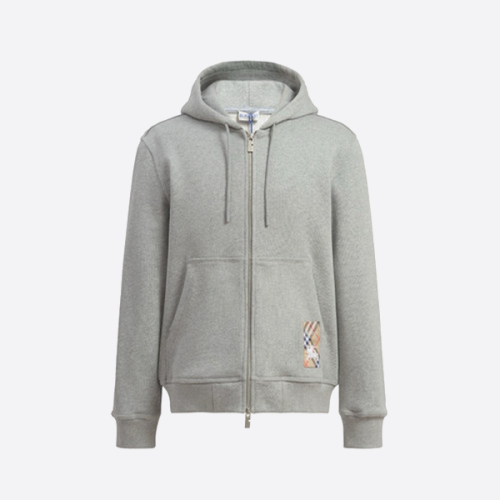 バーバリーのチェック柄コットン ジップアップ フード付きスウェットシャツ ジャケット