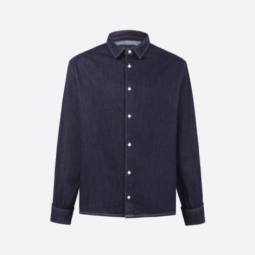 背中にネームプレートが付いたプラダのデニムジャケット、ブラック