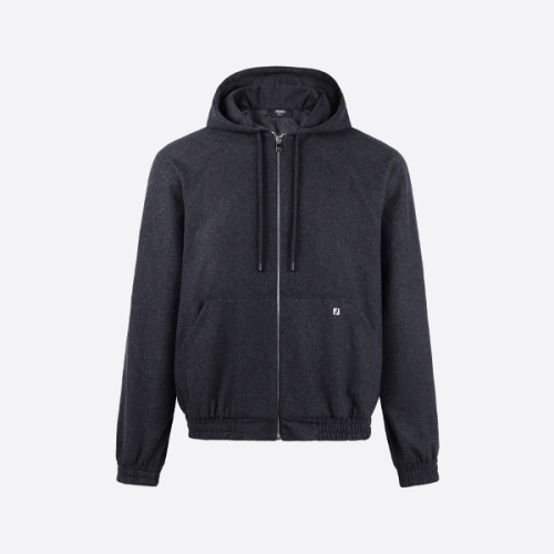 フェンディのカシミア ジップアップ フーディ ジャケット