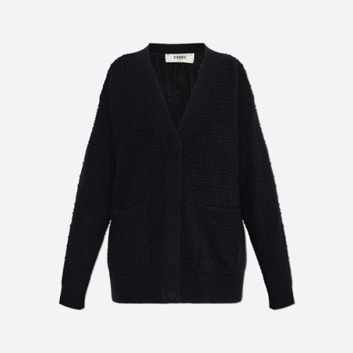 フェンディのドット柄Vネックニットカーディガン