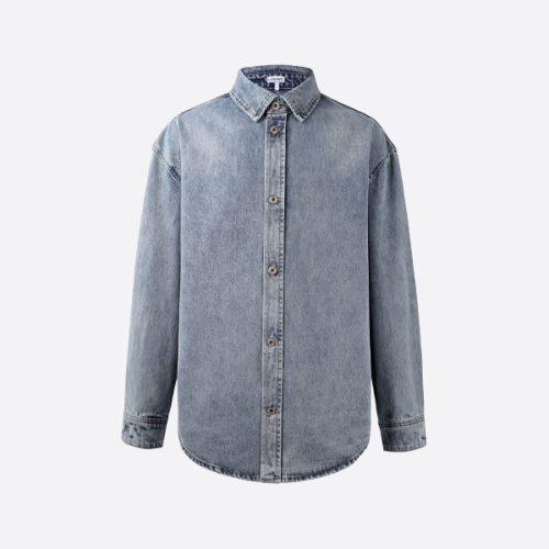 ロエベのダブルスリーブロゴデニムシャツジャケット