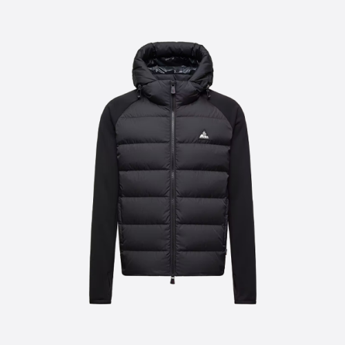 モンクレール ロゴ織りパッチワーク ダウンジャケット（ブラック）